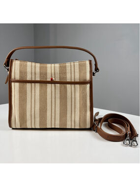 Colab Camilla Striped Beige & Brown Handbag